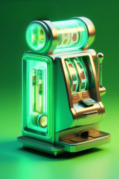 Futuristic glowing green digital arcade display with classic reels