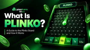 Plinko board showing a falling disc and peg layout