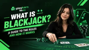 Blackjack table with cards showing the basic rules and gameplay