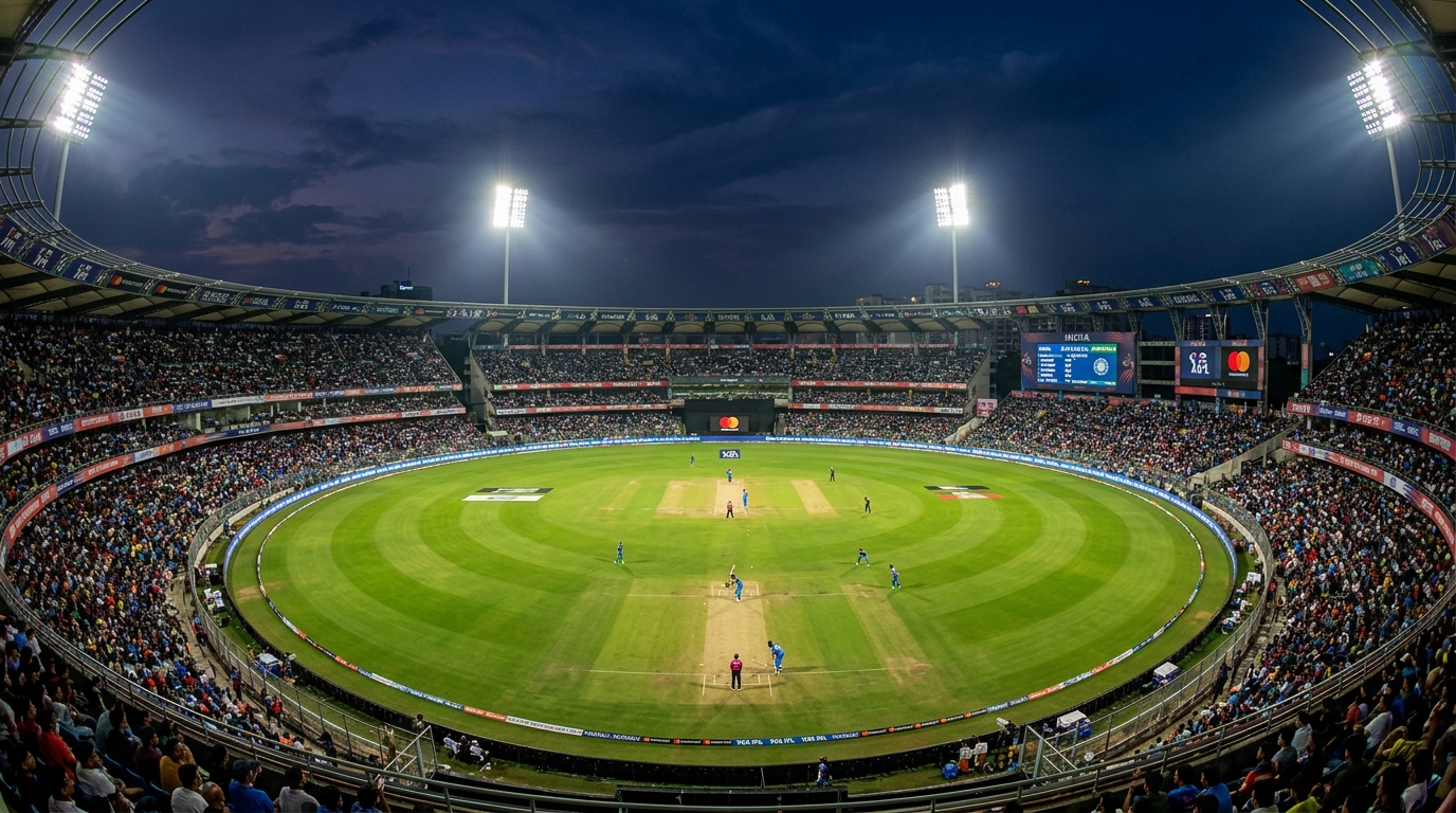 Cricket stadium night image in playkaro